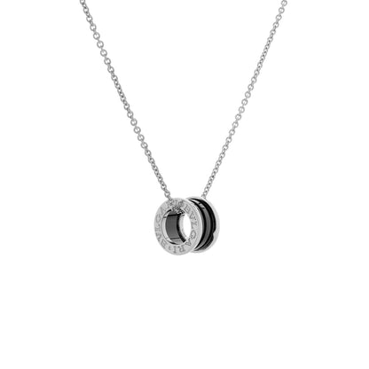 Exclusive Bulgari Sterling Silver Black Ceramic Save The Children Pendant Necklace — Side View