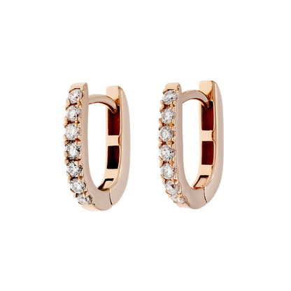 Exclusive 18K Rose Gold Diamond Huggie Earrings — Front View
