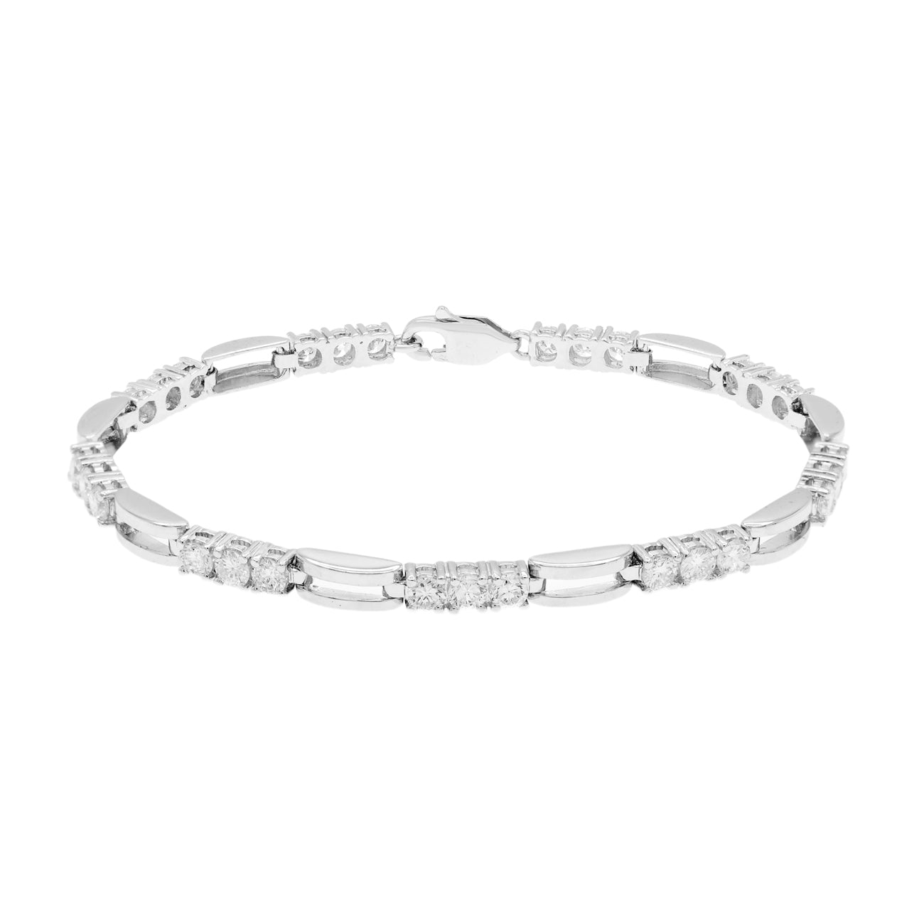 Exclusive 18K Solid White Gold Diamond Tennis Bracelet — Front View