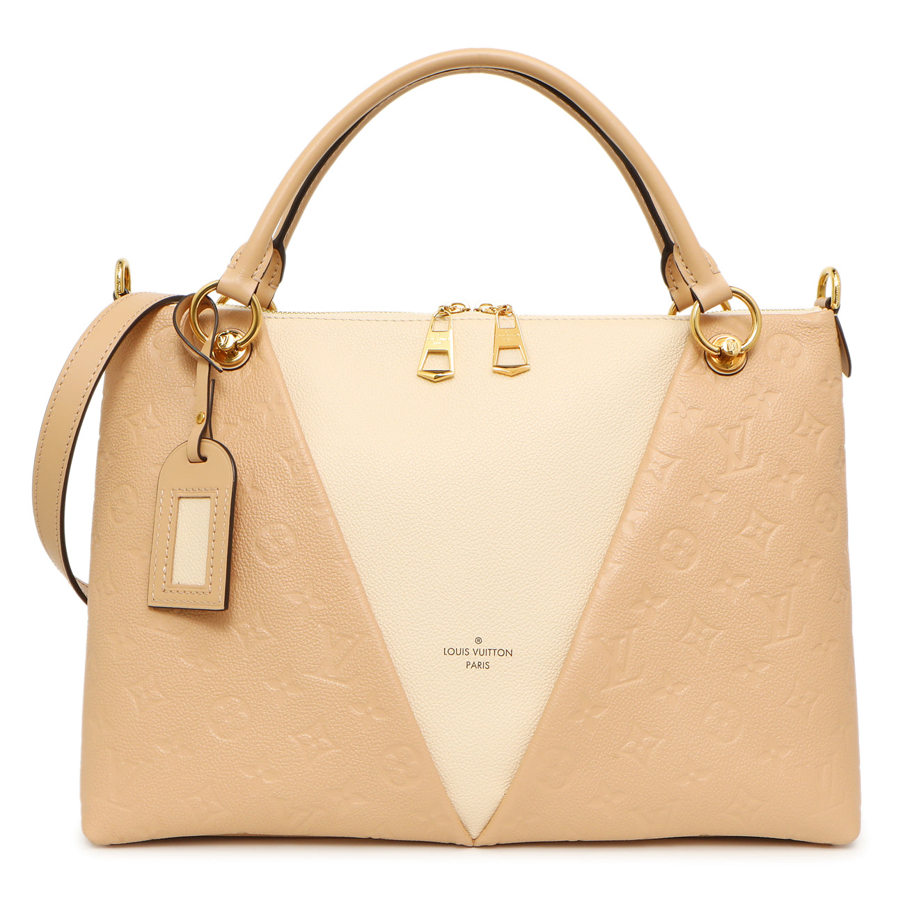 Exclusive Louis Vuitton Beige Empreinte V Tote MM — Front View