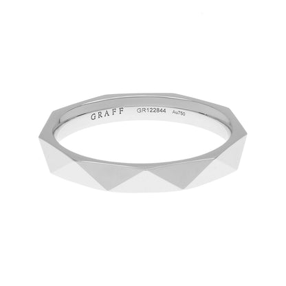 Exclusive Laurence Graff 18K White Gold Signature Faceted Wedding Band — Front View