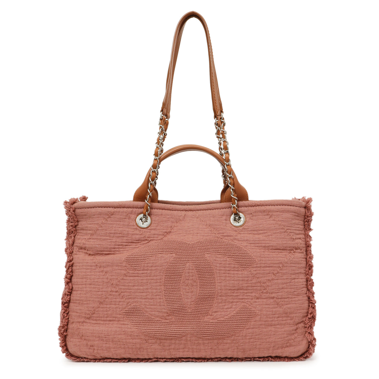 Exclusive Chanel Pink Canvas Double Face Tote — Front View