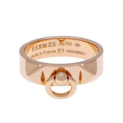 Exclusive Hermes 18K Rose Gold PM Collier De Chien Ring — Front View