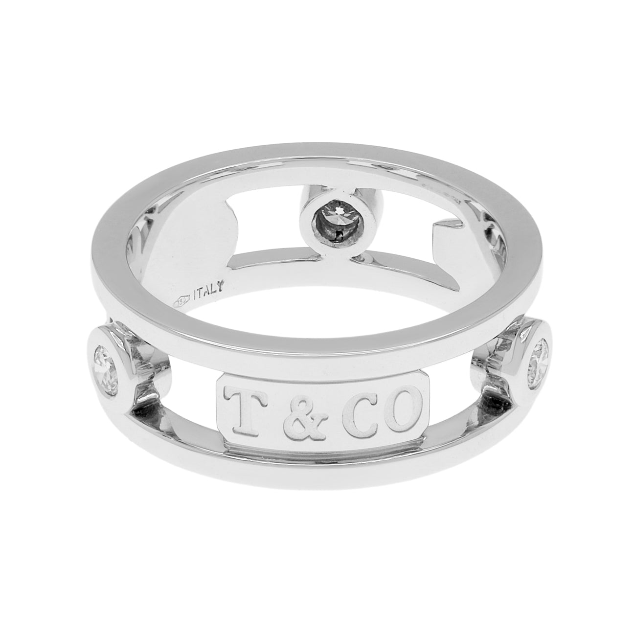 Exclusive Tiffany & Co. 18K White Gold Diamond 1837 Element Ring — Front View