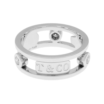 Exclusive Tiffany & Co. 18K White Gold Diamond 1837 Element Ring — Front View