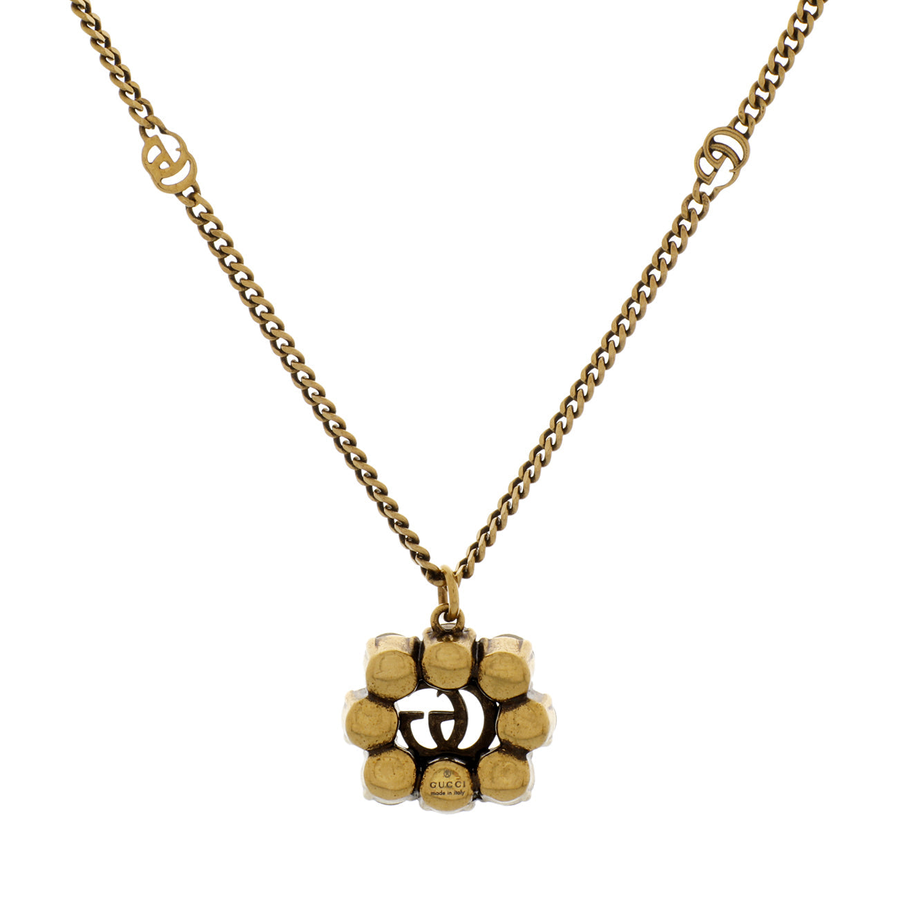 Exclusive Gucci Crystal Double G Pendant Necklace — Side View
