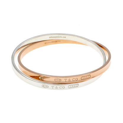 Exclusive Tiffany & Co. 18K Rose Gold Sterling Silver 1837 Interlocking Circles Bangle — Front View