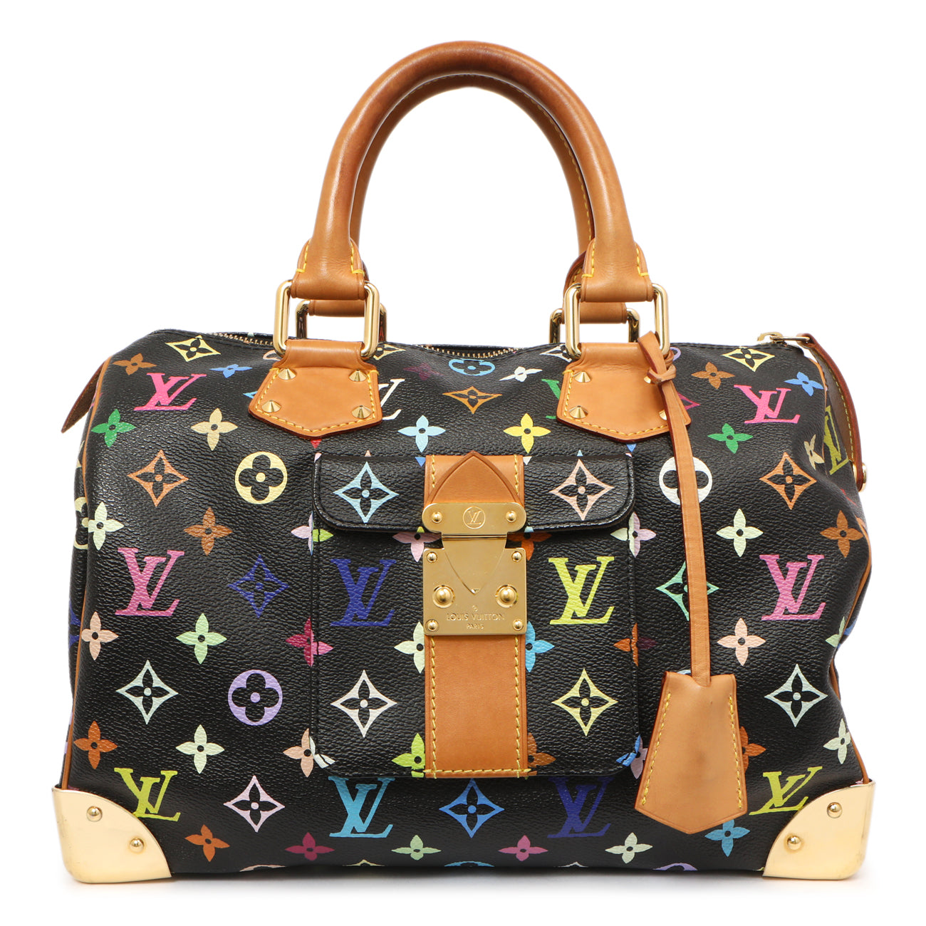 Exclusive Louis Vuitton Black Monogram Multicolor Speedy 30 — Front View