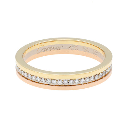 Exclusive Cartier 18K White Yellow Rose Gold Diamond Vendome Louis Cartier Wedding Band Ring — Front View