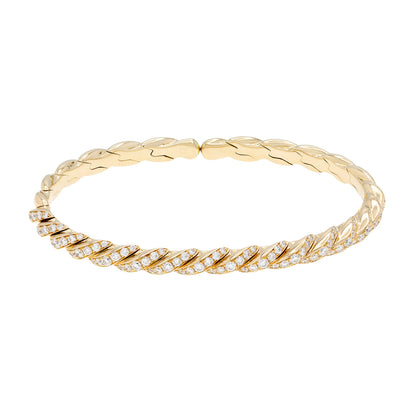 Exclusive David Yurman 18K Yellow Gold Diamond 5mm Sculpted Cable Flex Bracelet — Front View