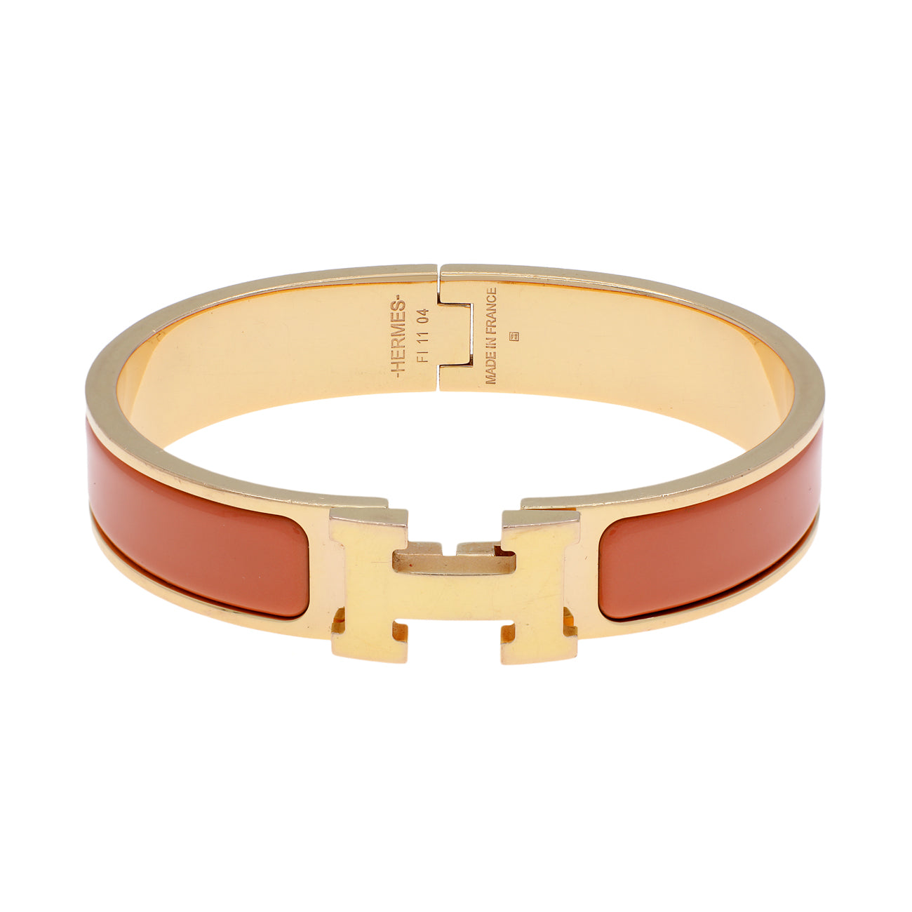 Exclusive Hermes Narrow Clic H Bracelet — Front View