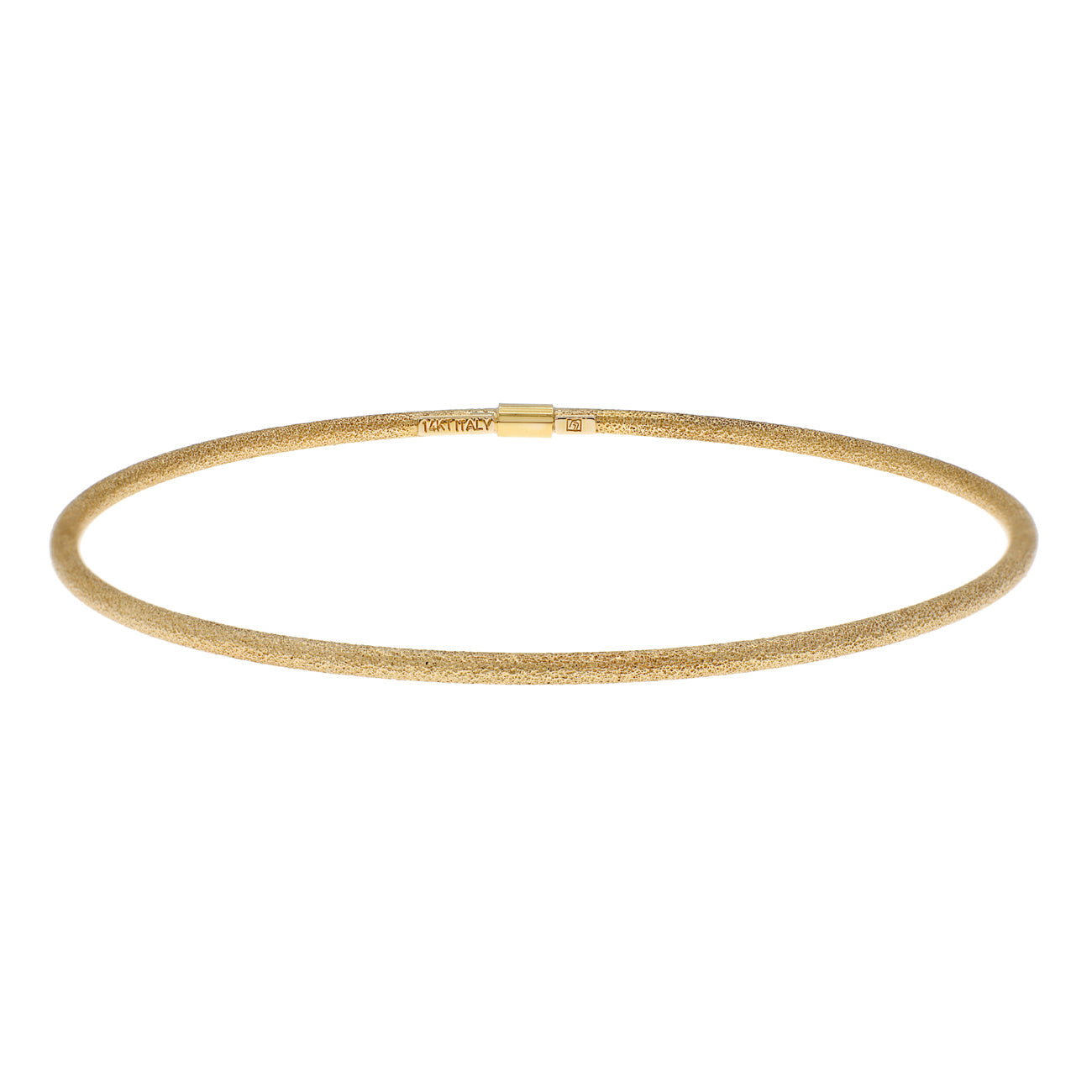 Exclusive 14K Yellow Gold Blasted Bangle — Front View