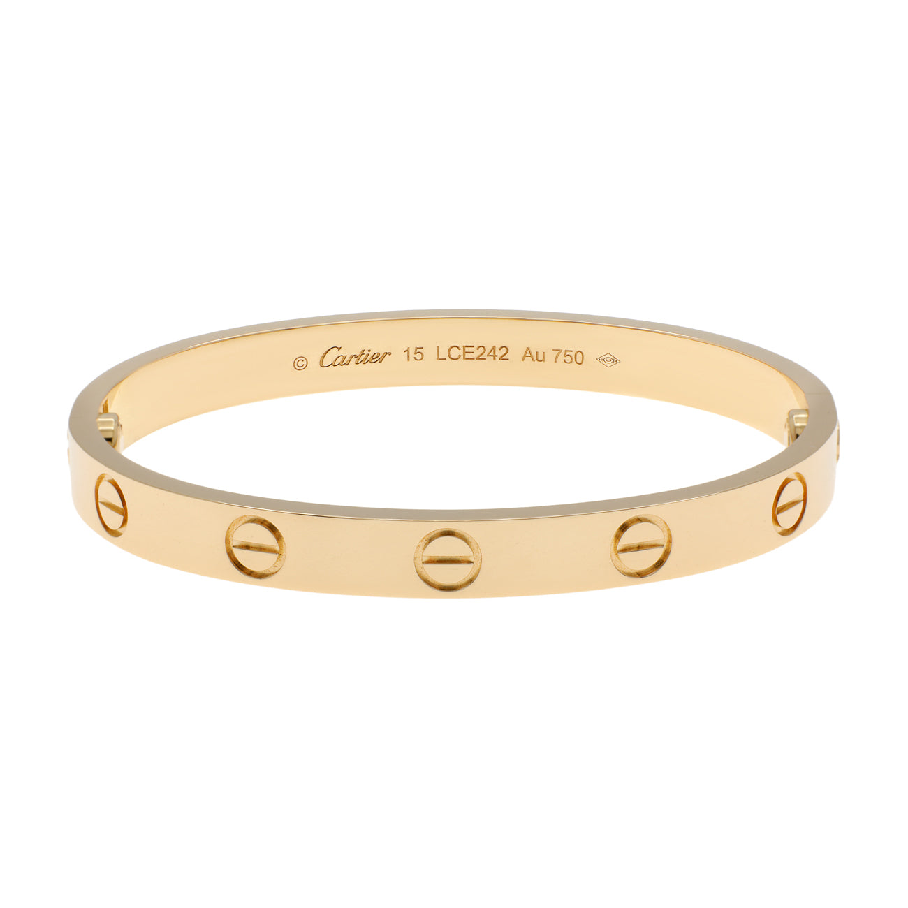 Exclusive Cartier 18K Yellow Gold Classic Love Bracelet — Front View