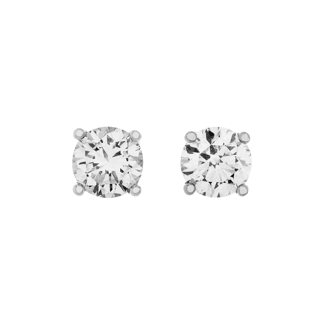 Exclusive Platinum 3.03 Carat Diamond Stud Earrings — Front View