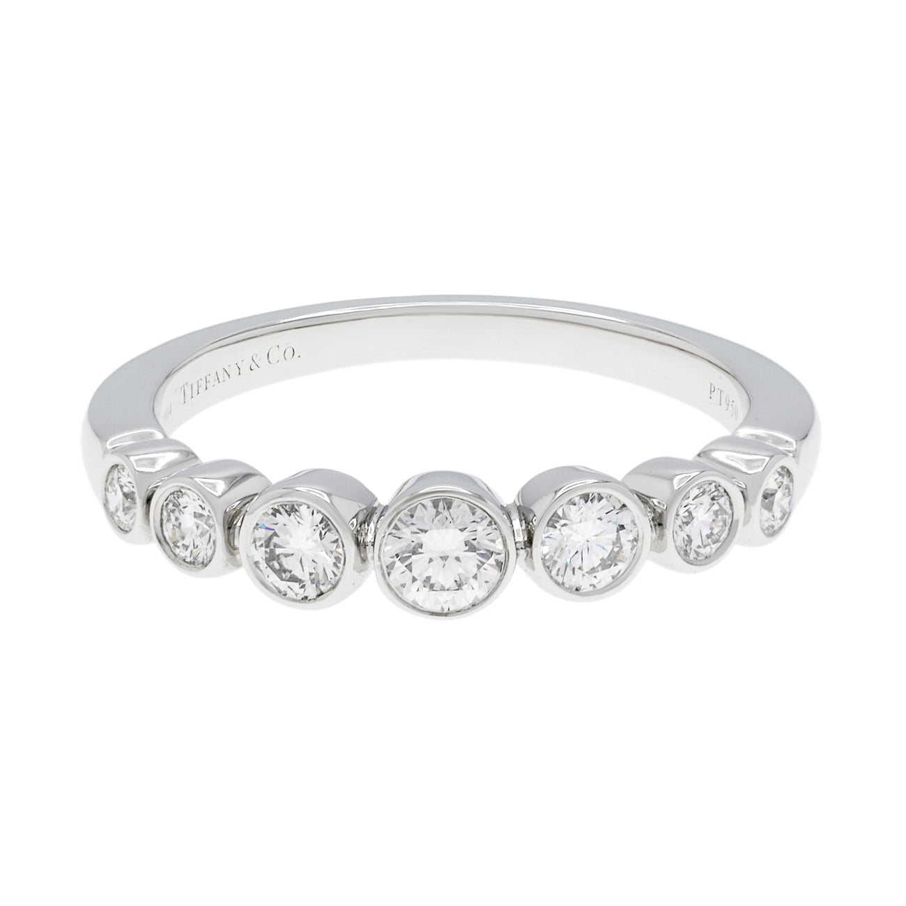 Exclusive Tiffany & Co. Platinum Diamond Graduated Jazz Ring — Front View