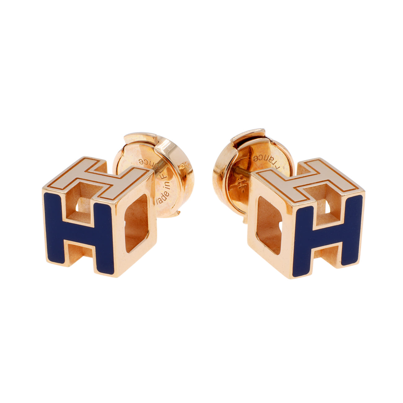 Exclusive Hermes Lacquered Cage d'H Earrings — Front View