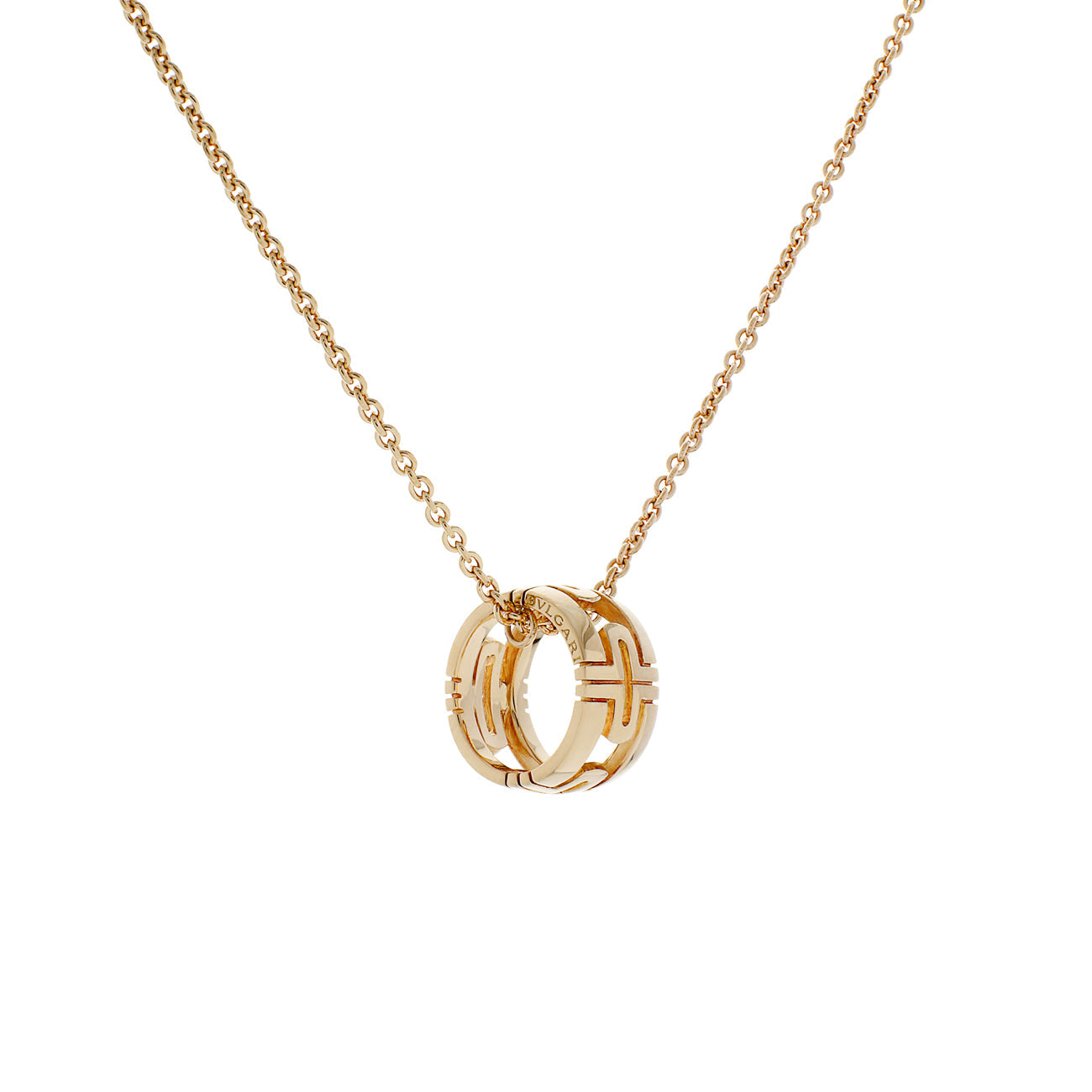 Exclusive Bulgari 18K Yellow Gold Parentesi Pendant Necklace — Side View