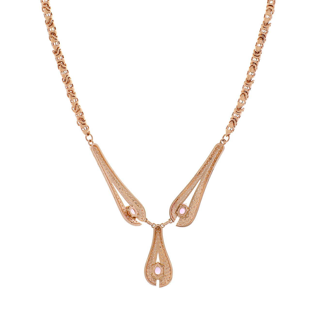 Exclusive 14K Rose Gold 6.18 Carat Pink Sapphire Necklace — Side View