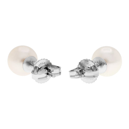 Exclusive Tiffany & Co. 18K White Gold Signature Pearl Earrings — Side View