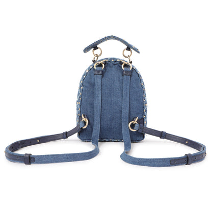 Exclusive Valentino Denim Mini Rockstud Backpack — Side View