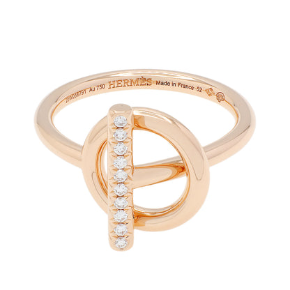 Exclusive Hermes 18K Rose Gold Diamond Small Echappee Ring — Front View