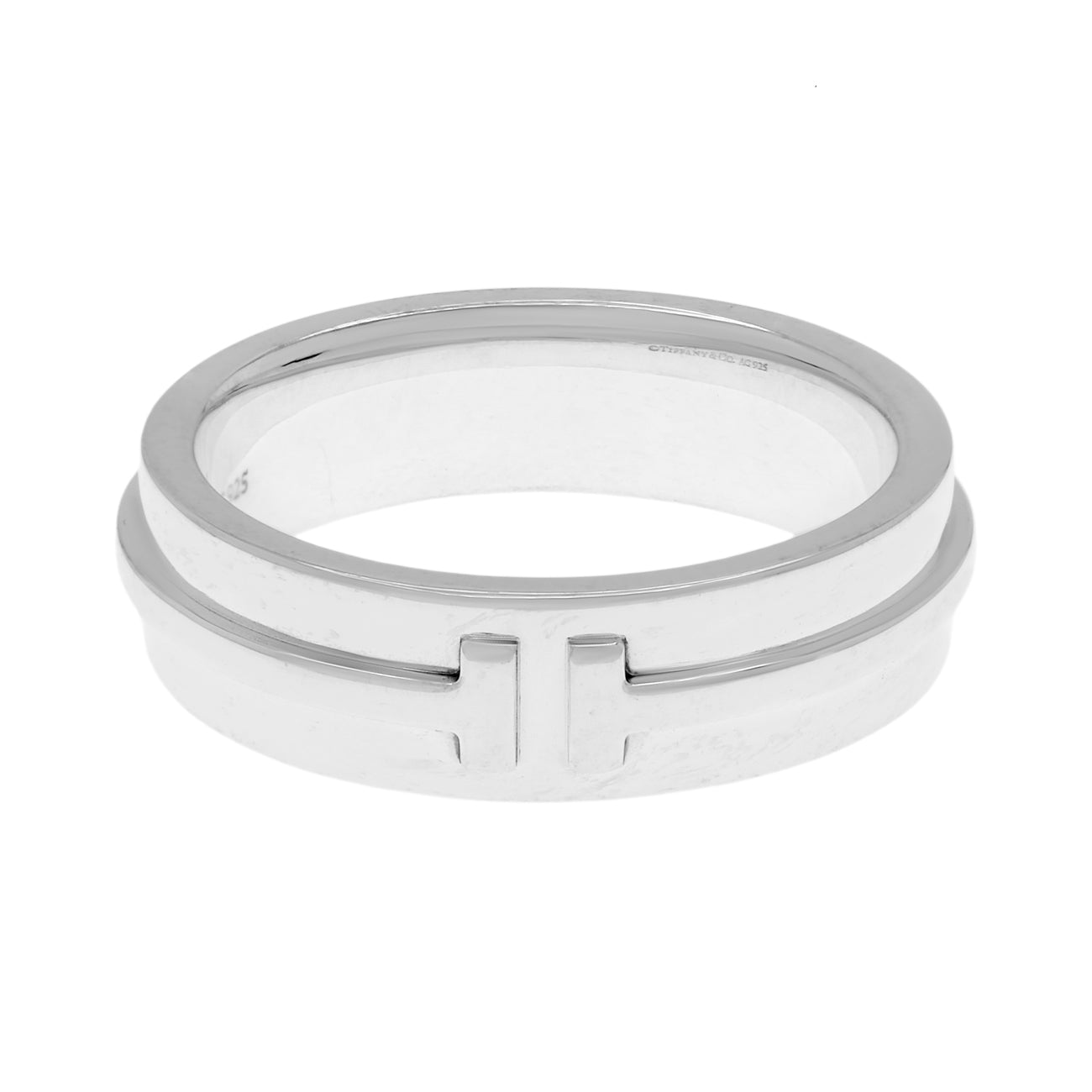 Exclusive Tiffany & Co. Sterling Silver T Band Ring — Front View