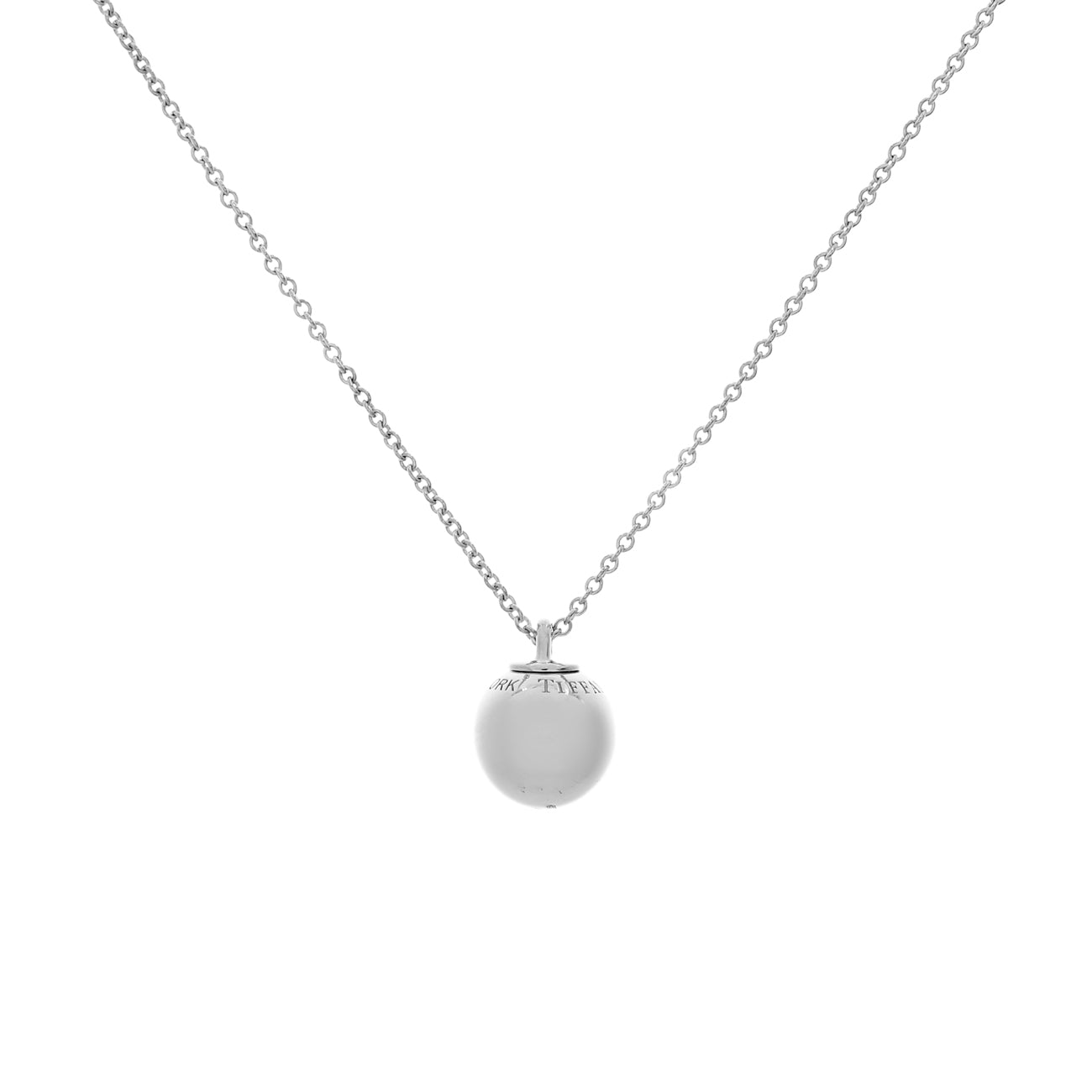 Exclusive Tiffany & Co. Sterling Silver 12.5mm HardWear Ball Pendant Necklace — Front View