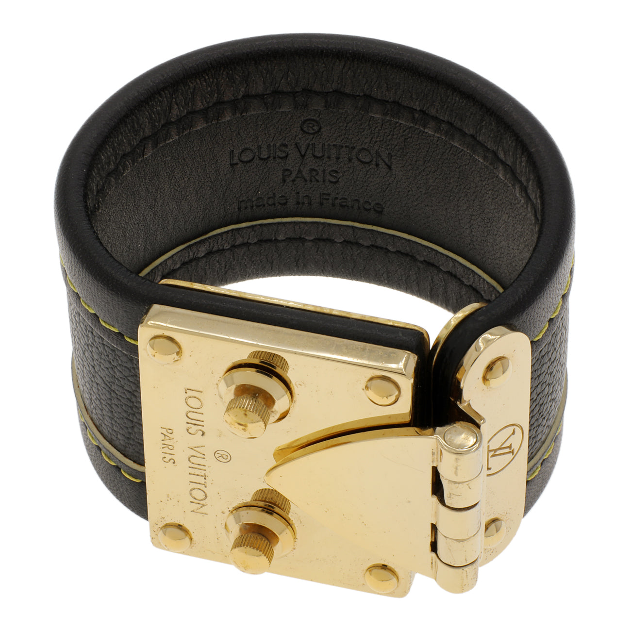 Exclusive Louis Vuitton Black Suhali S Lock Bracelet — Front View