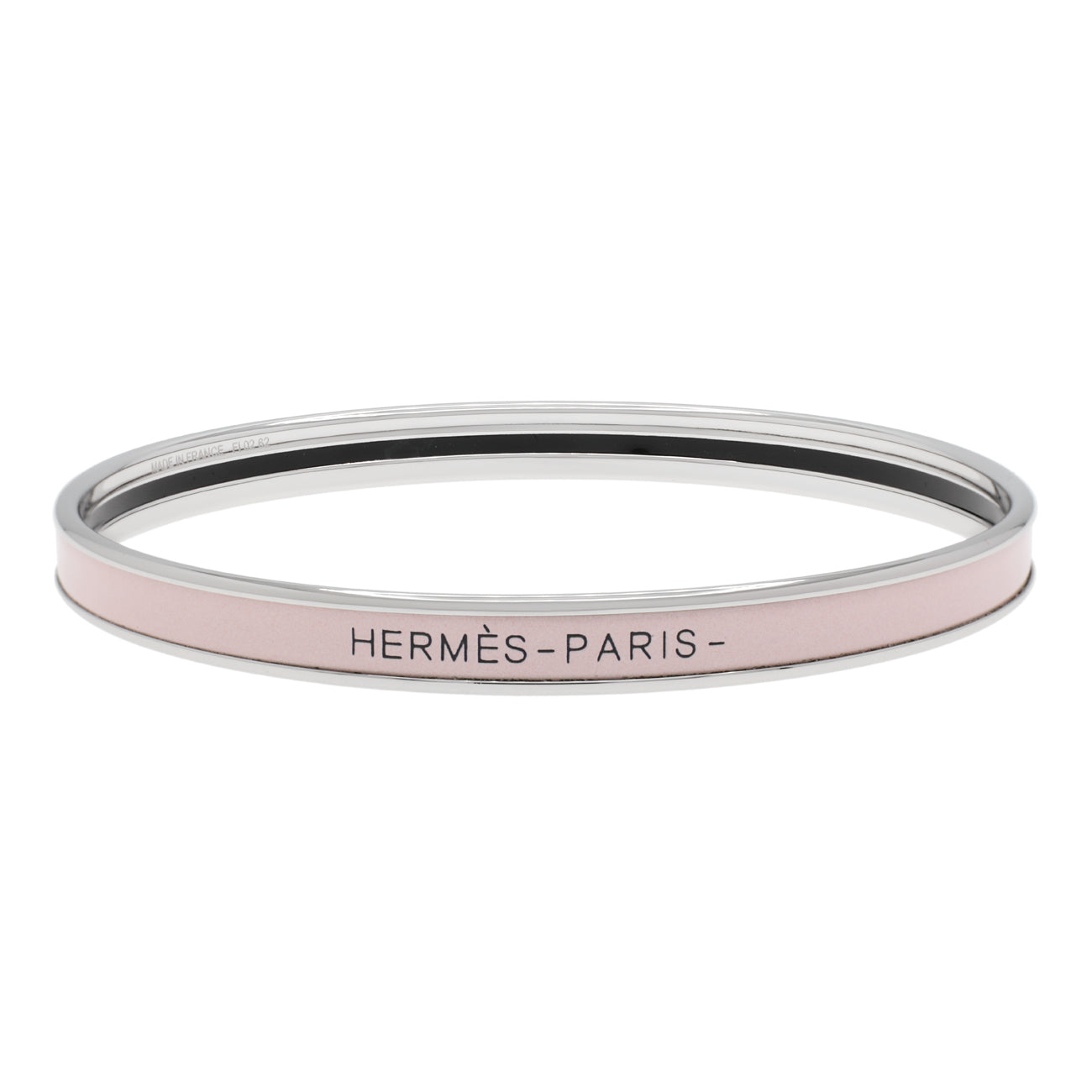 Exclusive Hermes Rose Candeur Enamel Uni Bangle — Front View