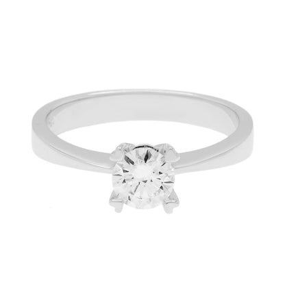 Exclusive 18K White Gold 0.50 Carat Diamond Solitaire Ring — 4.5 — Front View