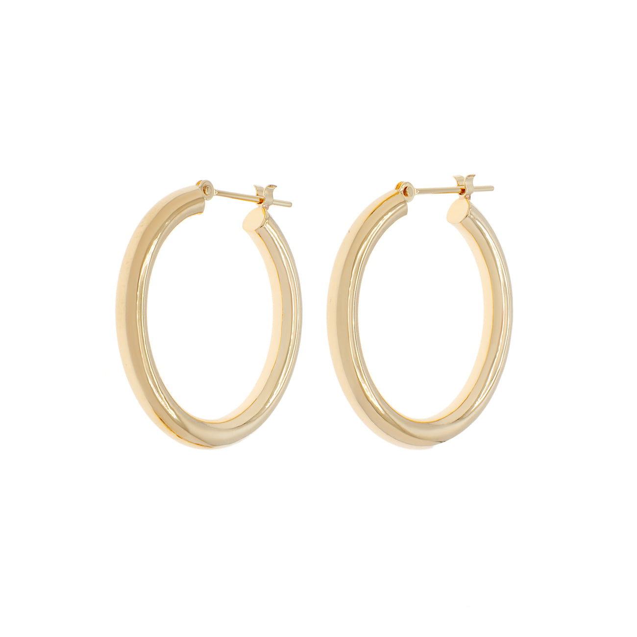 Exclusive 18K Yellow Gold Hoop Earrings — Front View