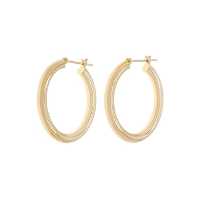 Exclusive 18K Yellow Gold Hoop Earrings — Front View