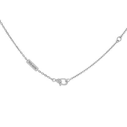 Exclusive Van Cleef & Arpels 18K White Gold Guilloche Vintage Alhambra Pendant Necklace — Side View