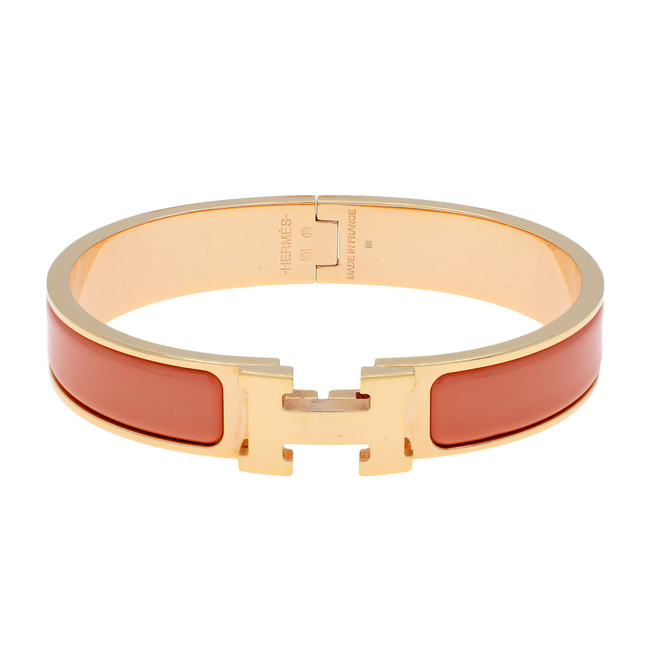 Exclusive Hermes Narrow Clic H Bracelet — Front View