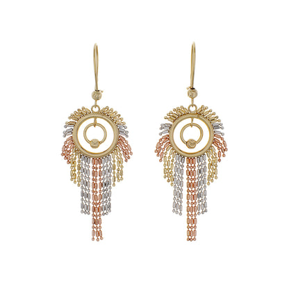 Exclusive 14K Tri-Tone Fringe Drop Earrings — Front View