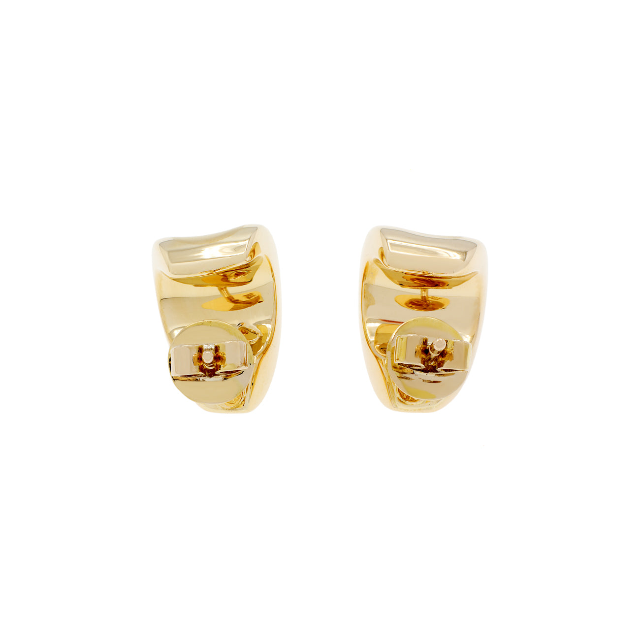 Exclusive 18K Yellow Gold Crescent Hoop Earings — Side View
