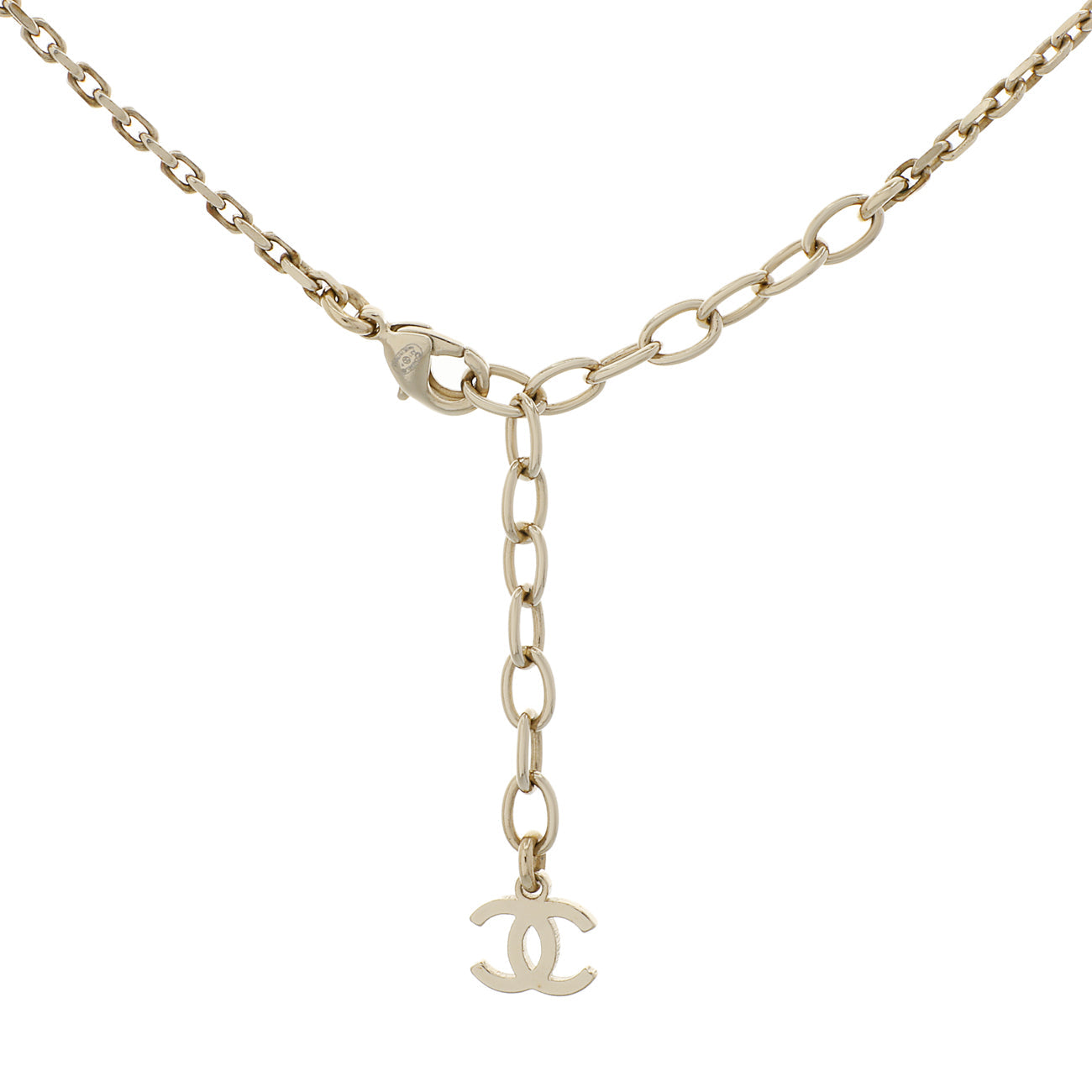 Exclusive Chanel Crystal CC Pendant Necklace — Back View