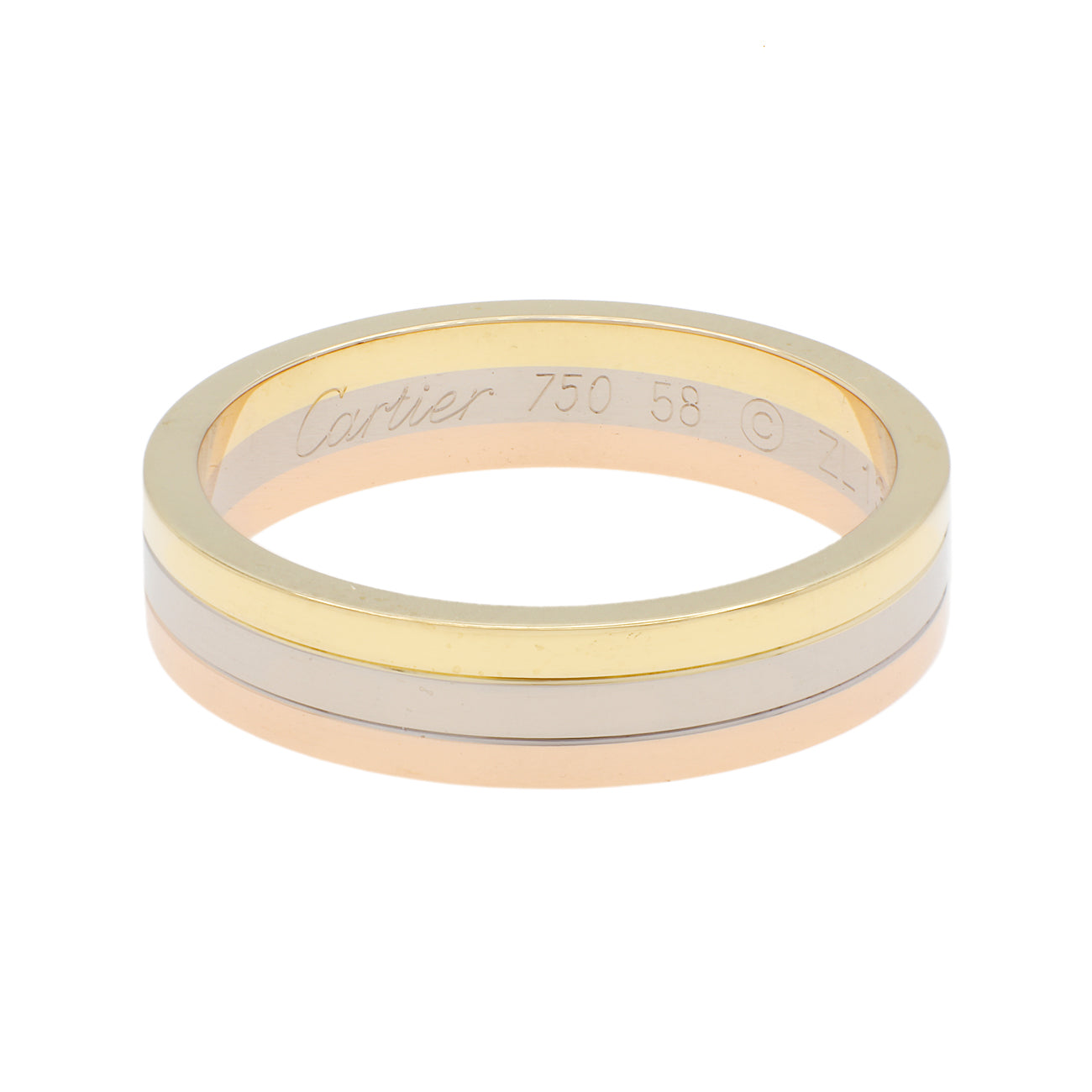 Exclusive Cartier 18K White Yellow Rose Gold Vendome Louis Cartier Wedding Band Ring — Front View