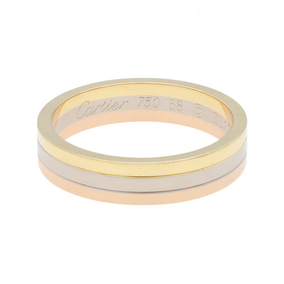 Exclusive Cartier 18K White Yellow Rose Gold Vendome Louis Cartier Wedding Band Ring — Front View