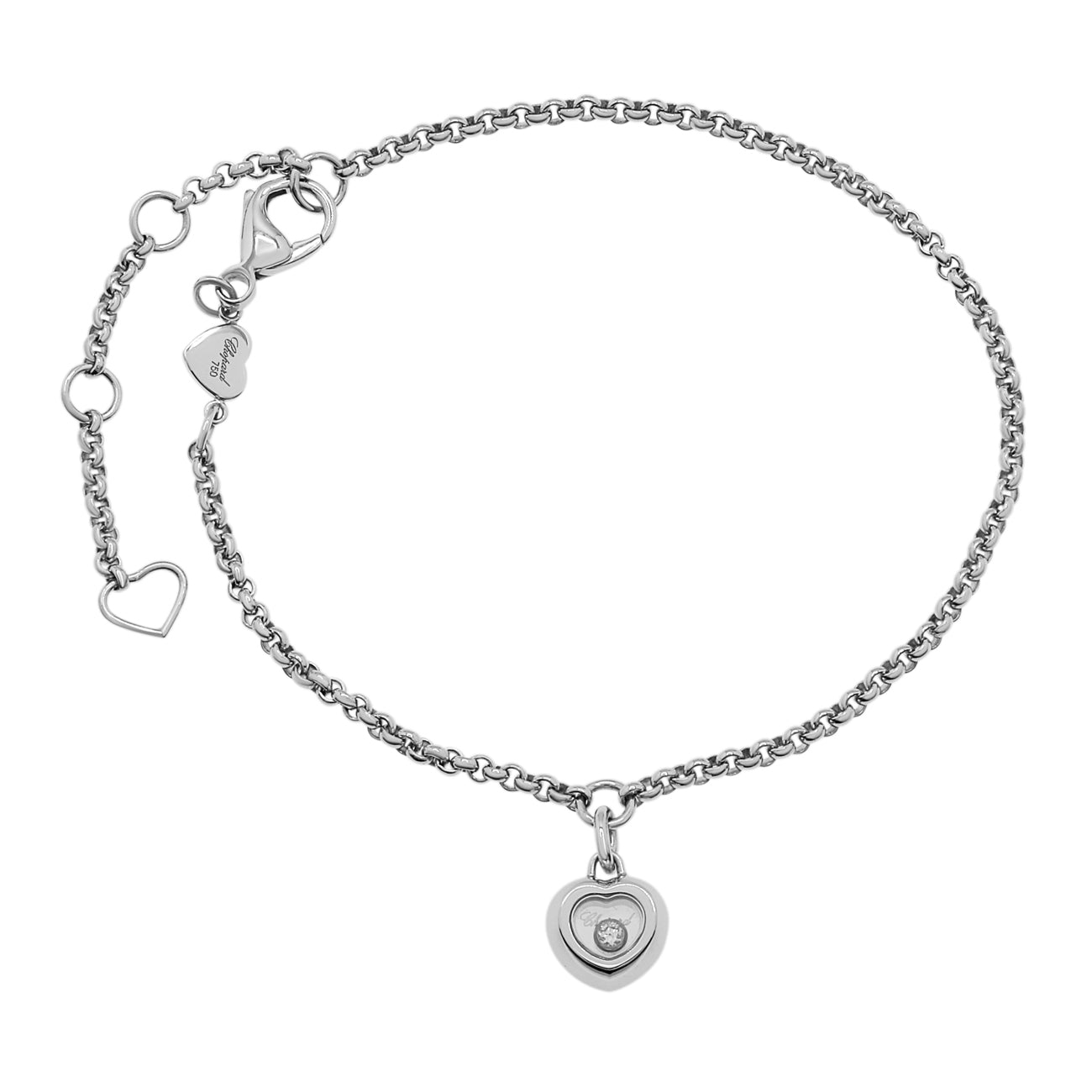 Exclusive Chopard 18K White Gold Miss Happy Diamond Bracelet — Front View