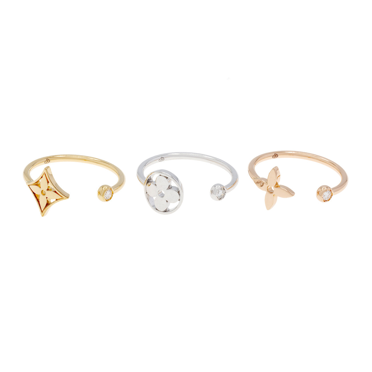 Exclusive Louis Vuitton 18K Diamond Idylle Blossom Rings — Front View