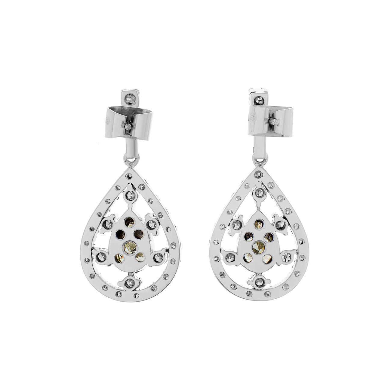 Exclusive 18K White Gold 3.48 Carat Pear Drop Earrings — Side View