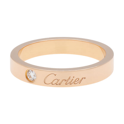 Exclusive Cartier 18K Rose Gold Diamond C de Cartier Wedding Band Ring — Front View