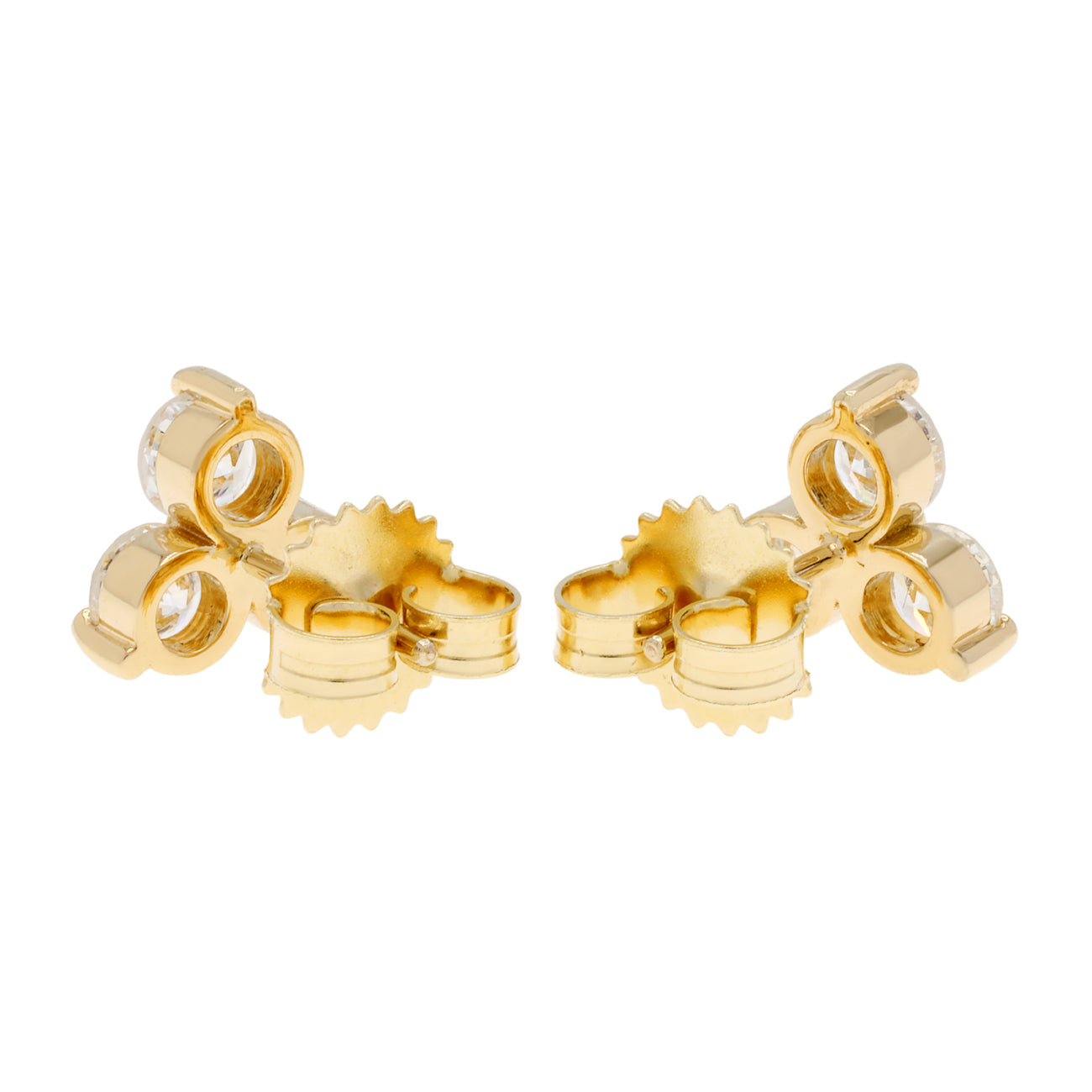Exclusive 18K Yellow Gold 1.20 Carat Diamond Trefoil Cluster Earrings — Side View