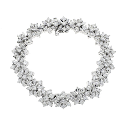 Exclusive 18K White Gold 13.22 Carat Diamond Quatrefoil Bracelet — Front View