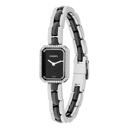 Exclusive Chanel Stainless Steel Black Ceramic Diamond Premiere H2163 — Front View