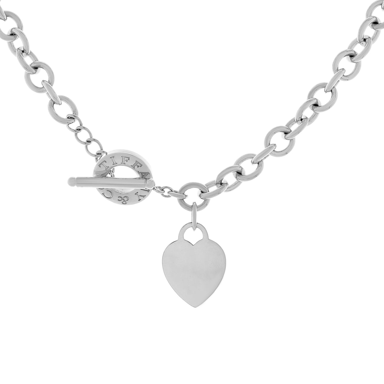 Exclusive Tiffany & Co. Sterling Silver Heart Tag Toggle Necklace — Front View