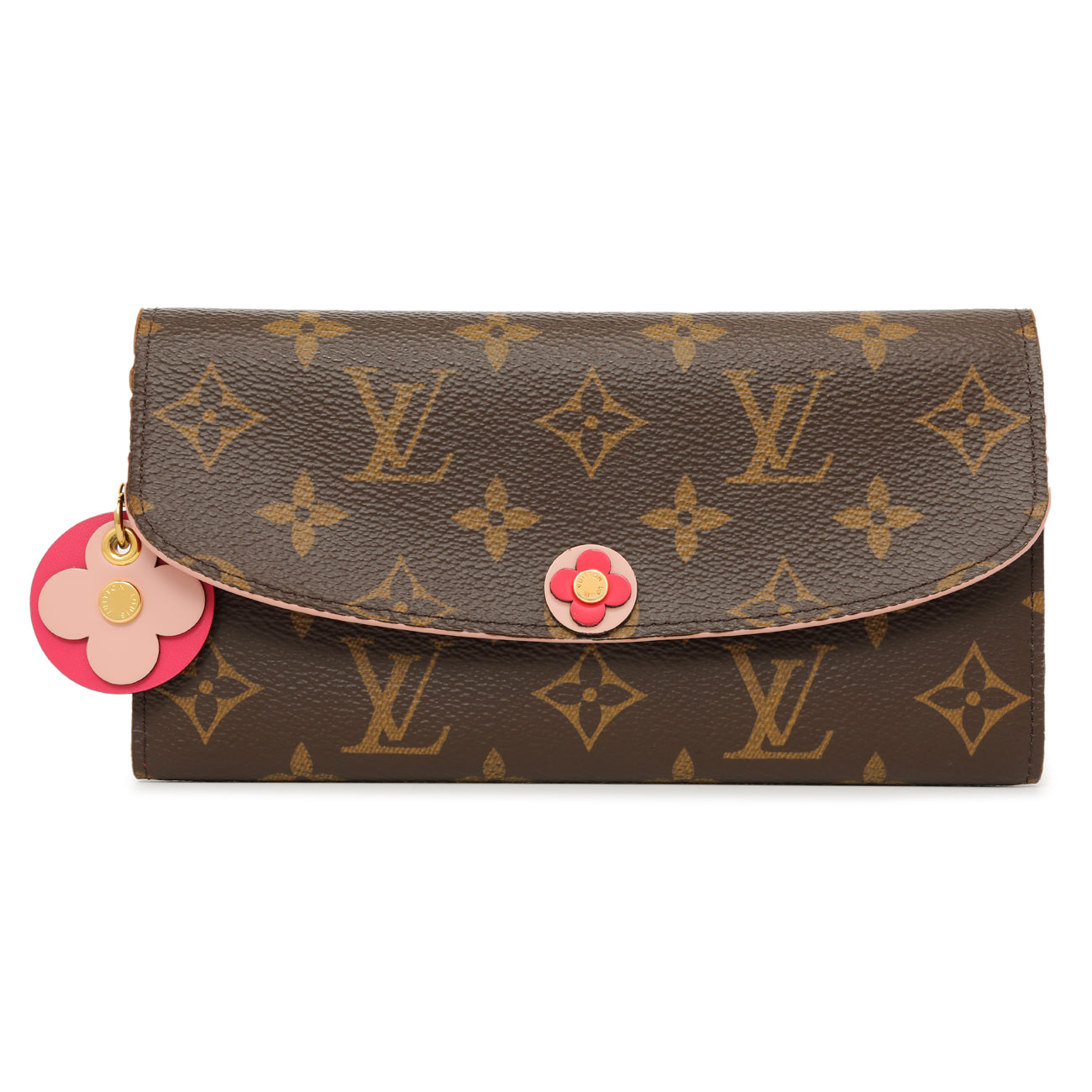 Exclusive Louis Vuitton Monogram Fuchsia Bloom Flower Emilie Wallet — Front View