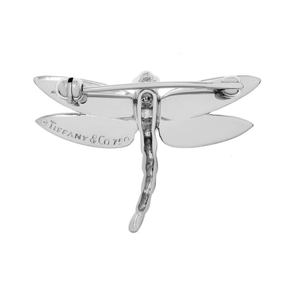 Exclusive Tiffany & Co. 18K White Gold Diamond Dragonfly Brooch — Side View