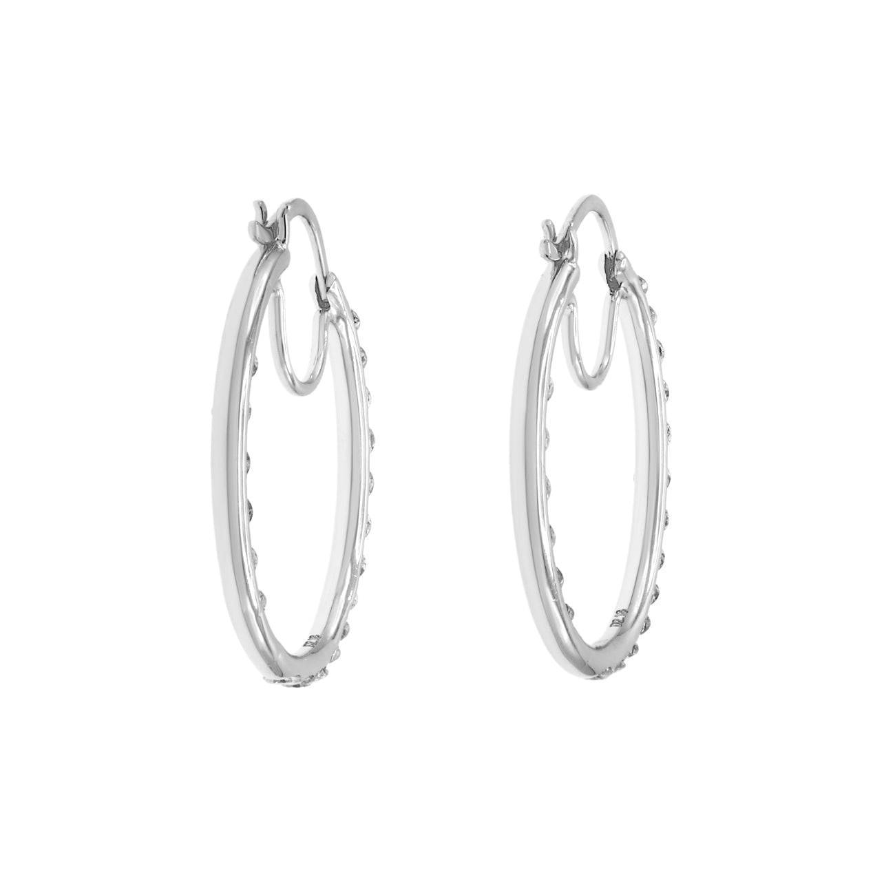 Exclusive 14K White Gold 2.18 Carat Diamond Hoop Earrings — Side View